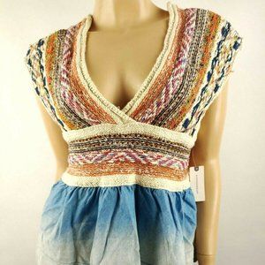 Anthropologie Women's Woven Mixed Media Babydoll Top XS